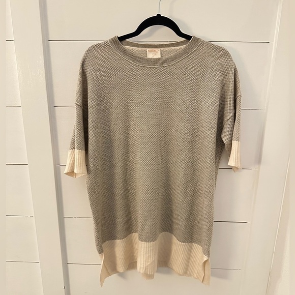 Kerisma Sweaters - KERISMA OS Tan-cream quiet luxury oversized woman short sleeve wool sweater